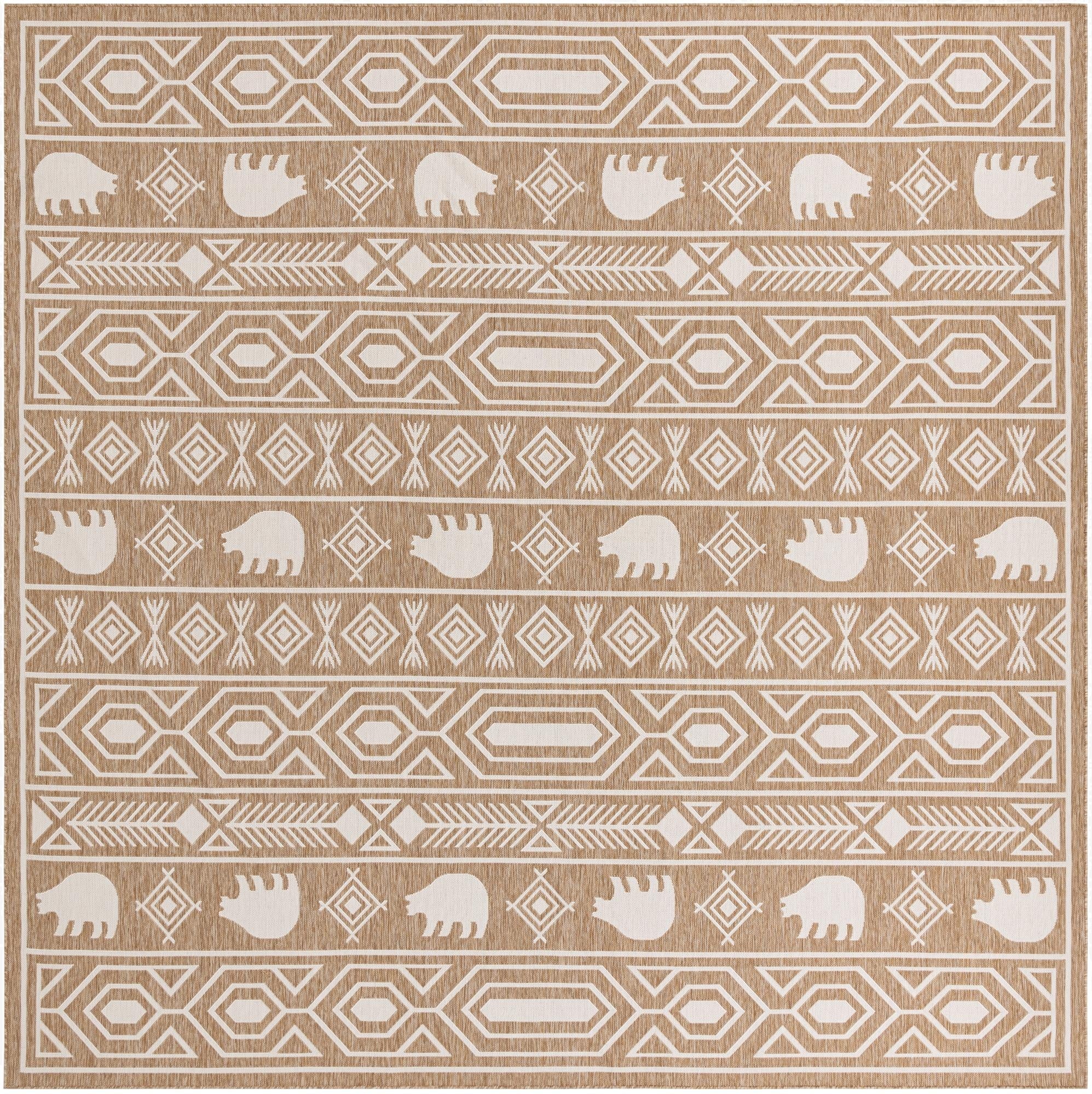 13' x 13'  Washable Southwestern Indoor / Outdoor Square Rug