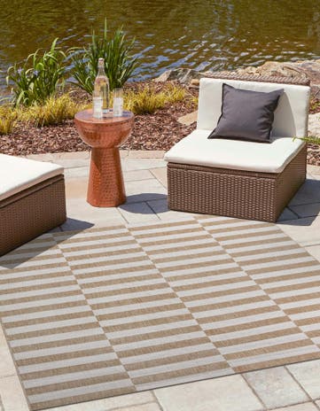 12' x 12' Easy-Clean Striped Indoor / Outdoor Square Rug
