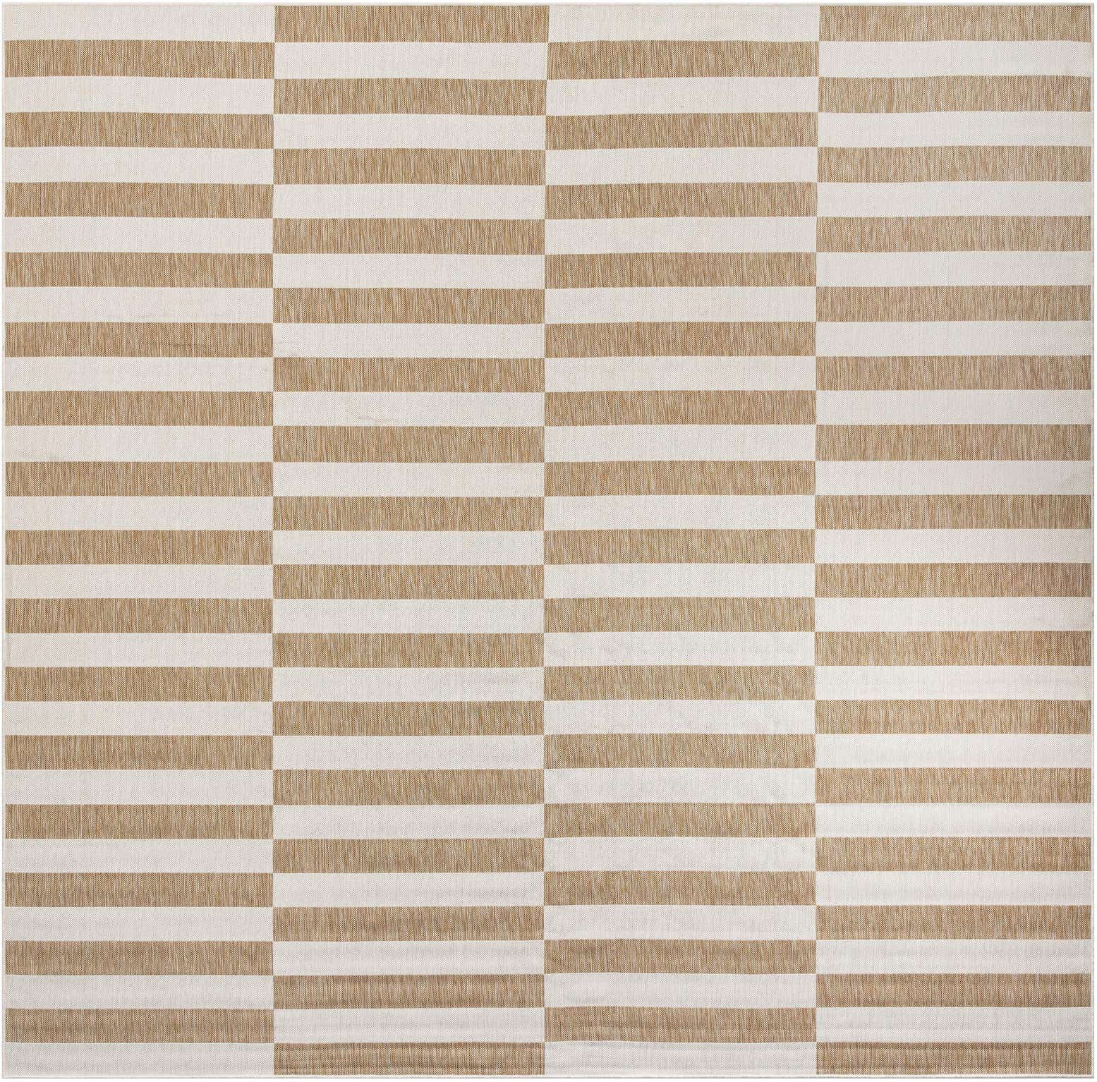 12' x 12' Easy-Clean Striped Indoor / Outdoor Square Rug