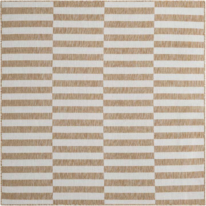 6' x 6' Easy-Clean Striped Indoor / Outdoor Square Rug