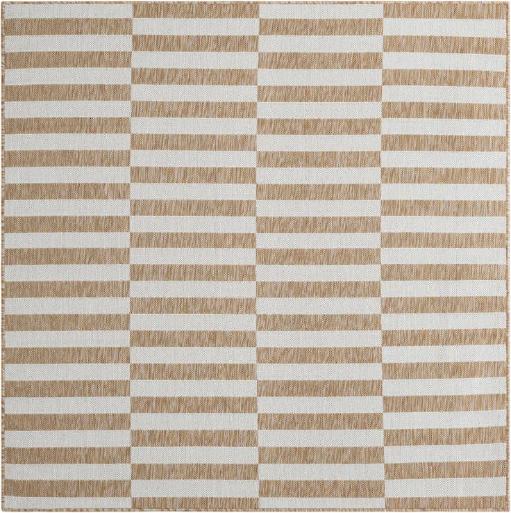 Detail image of 6' x 6' Easy-Clean Striped Indoor / Outdoor Square Rug