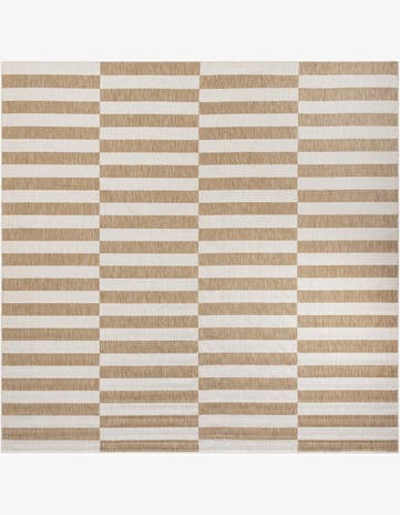 12' x 12' Easy-Clean Striped Indoor / Outdoor Square Rug