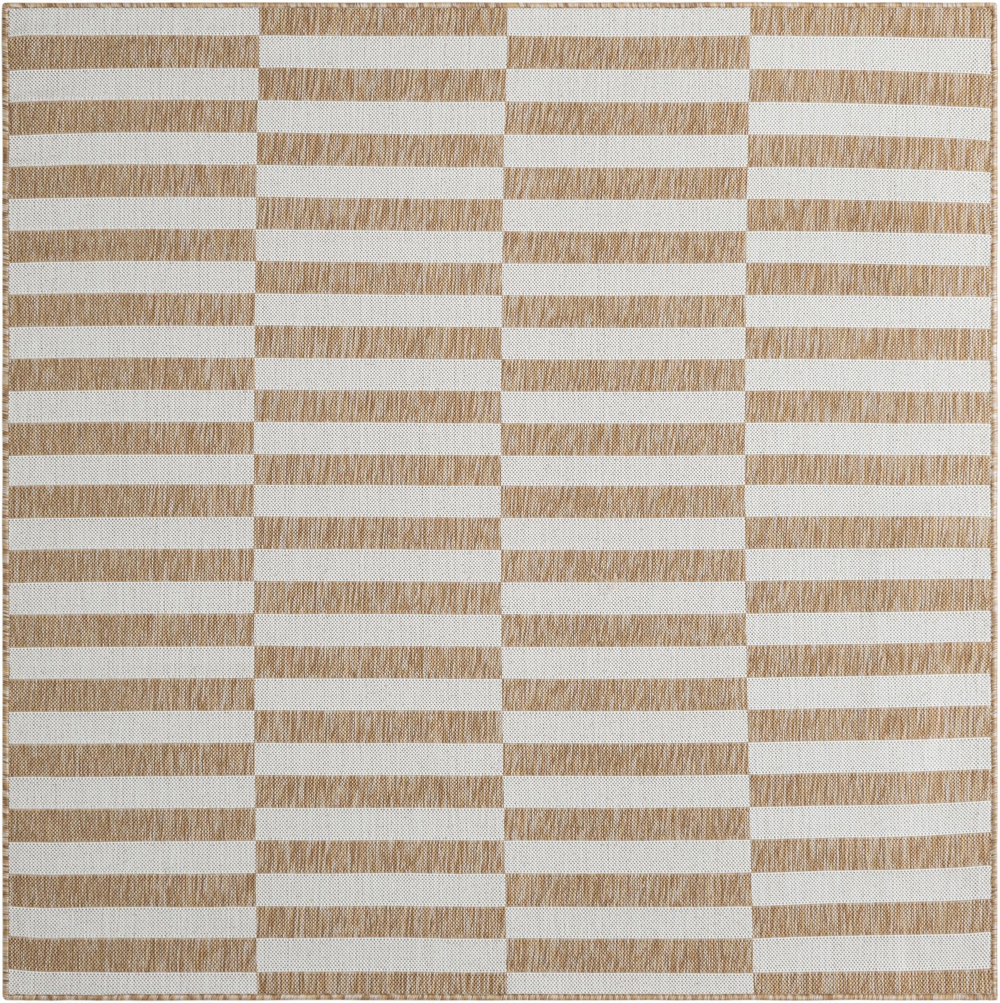 6' x 6'  Washable Striped Indoor / Outdoor Square Rug