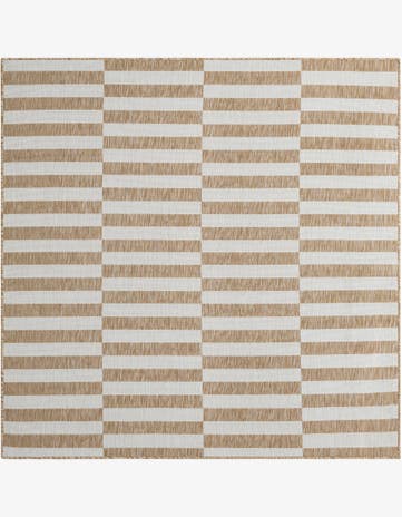 6' x 6' Easy-Clean Striped Indoor / Outdoor Square Rug