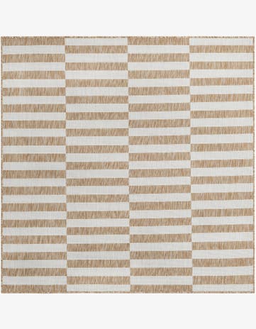 5' 3 x 5' 3 Easy-Clean Striped Indoor / Outdoor Square Rug