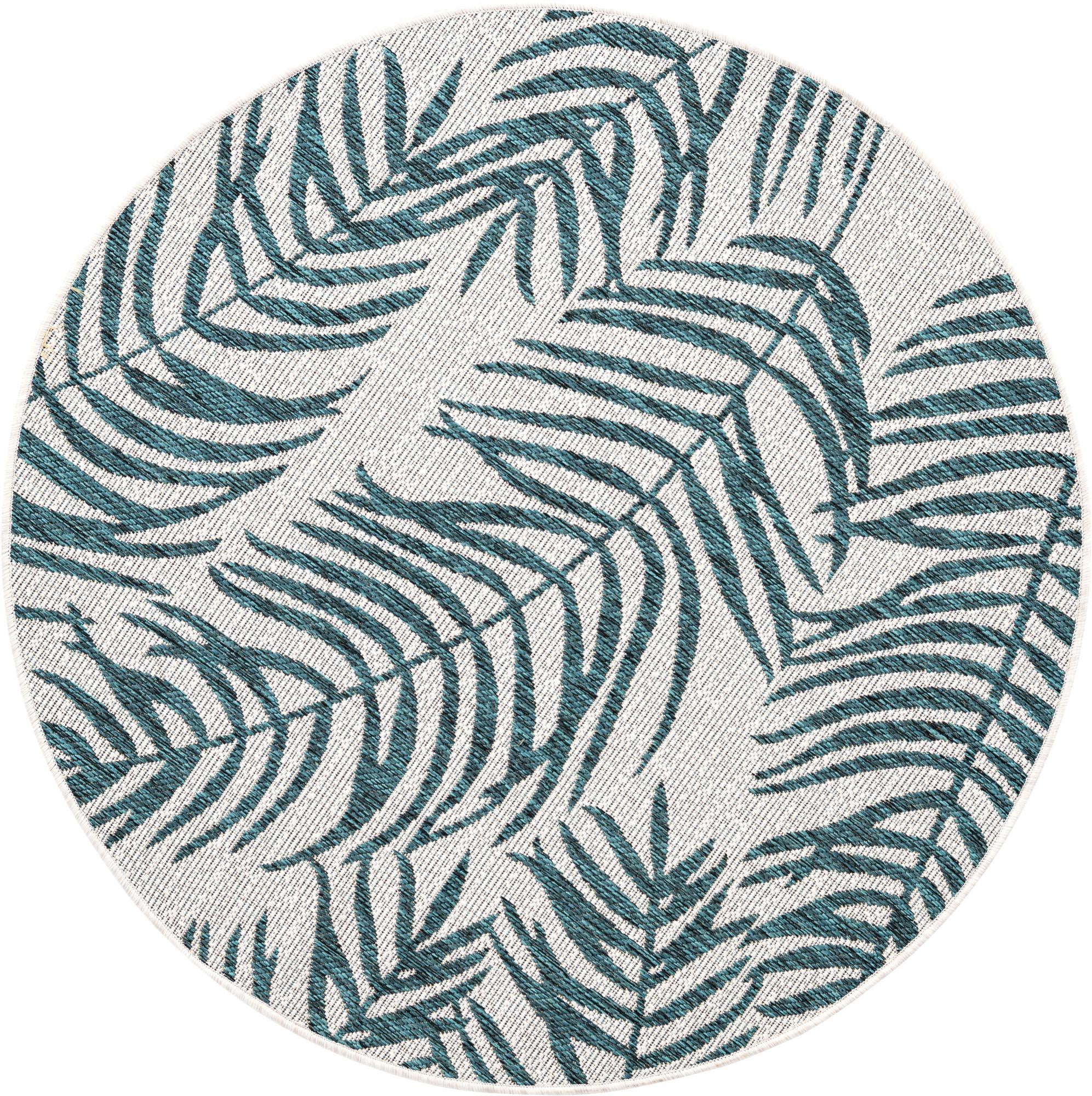 4' x 4' Easy-Clean Botanical Indoor / Outdoor Round Rug