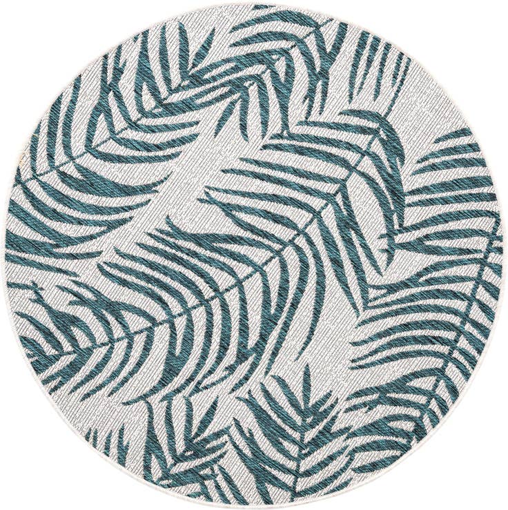 Detail image of 4' x 4' Easy-Clean Botanical Indoor / Outdoor Round Rug