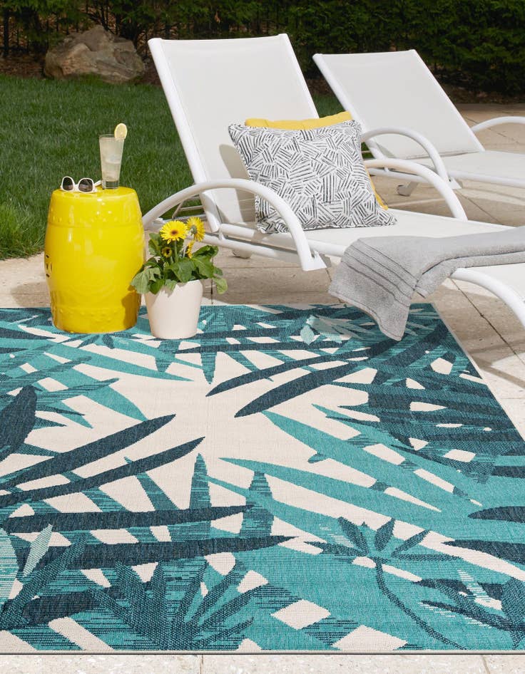 Detail image of 7' 10 x 10'  Washable Botanical Indoor / Outdoor Rug