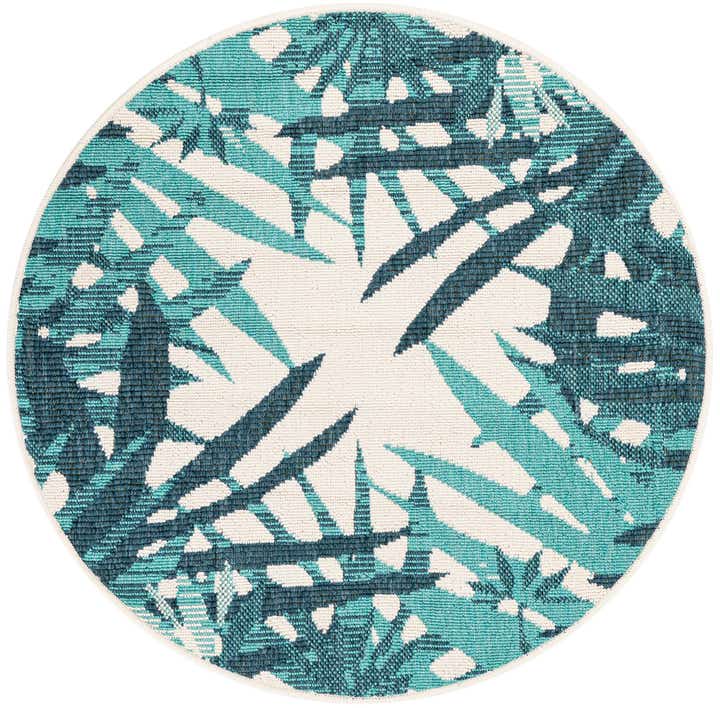 3' x 3' Easy-Clean Botanical Indoor / Outdoor Round Rug