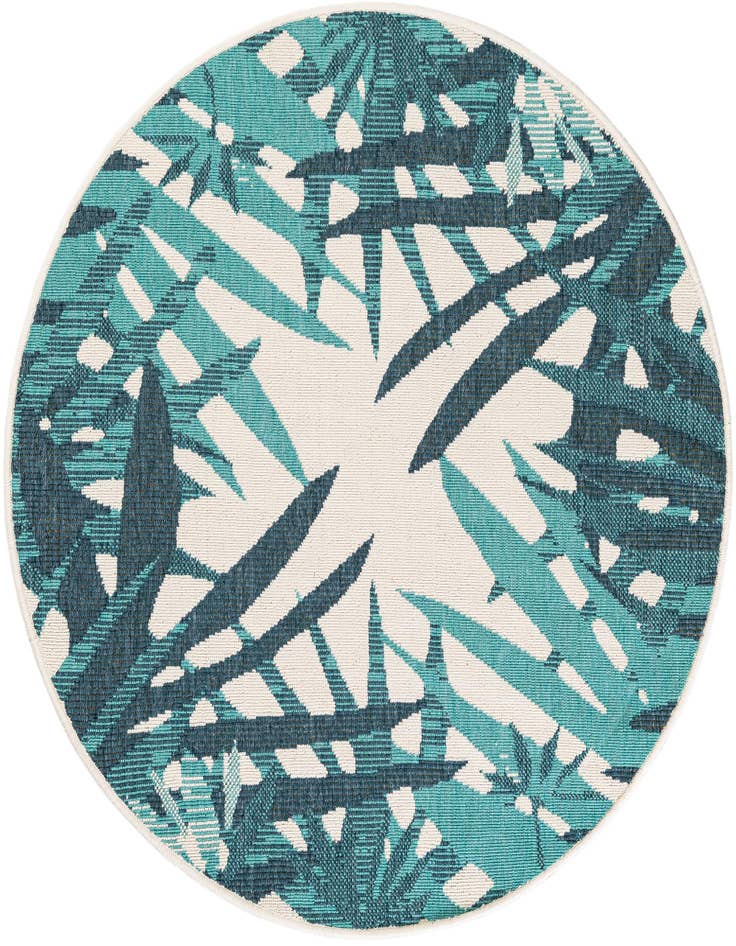 Detail image of 4' x 4' Easy-Clean Botanical Indoor / Outdoor Round Rug