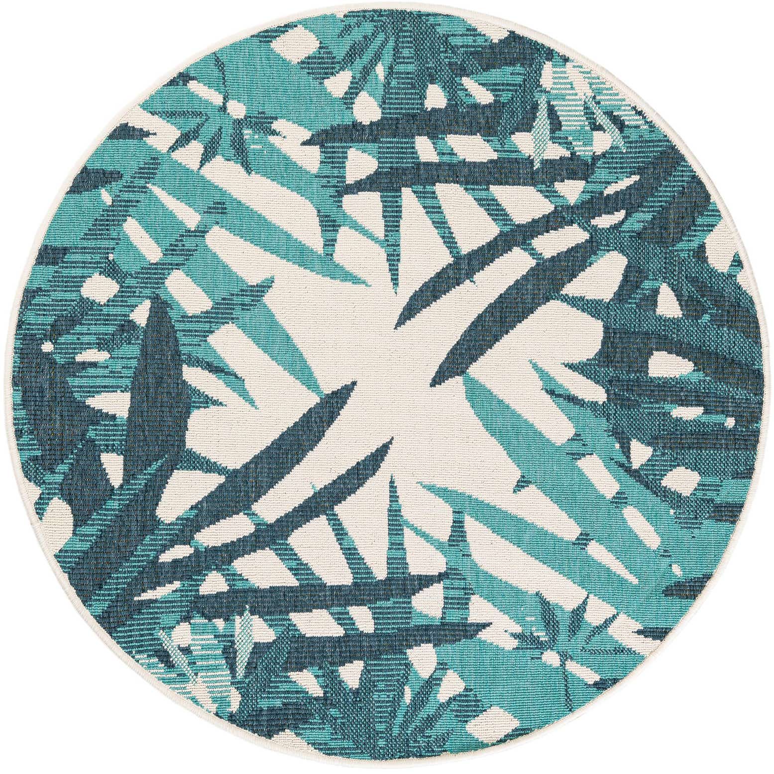 4' x 4' Easy-Clean Botanical Indoor / Outdoor Round Rug