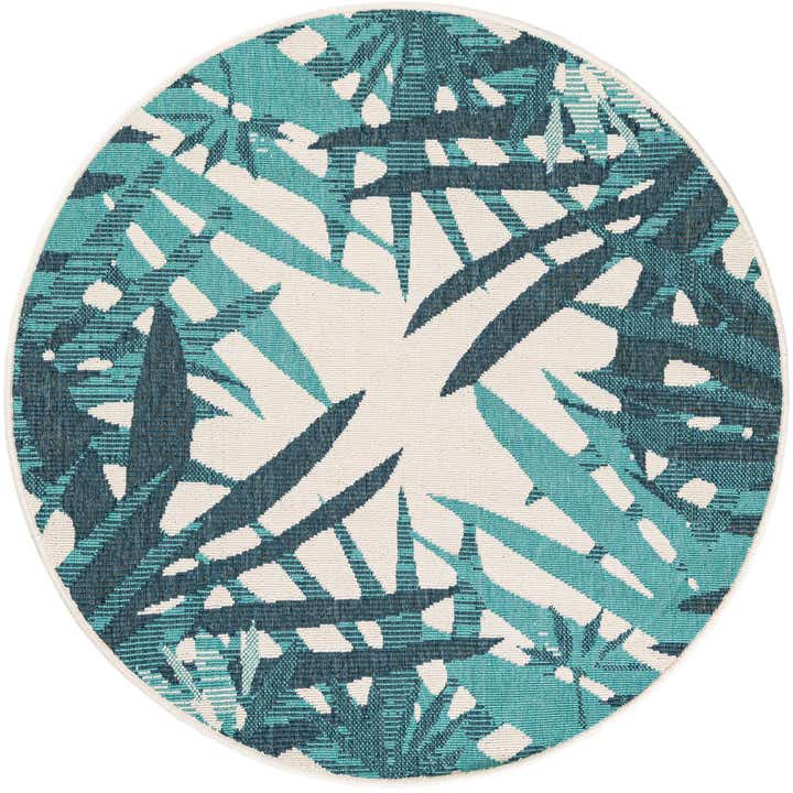 4' x 4' Easy-Clean Botanical Indoor / Outdoor Round Rug