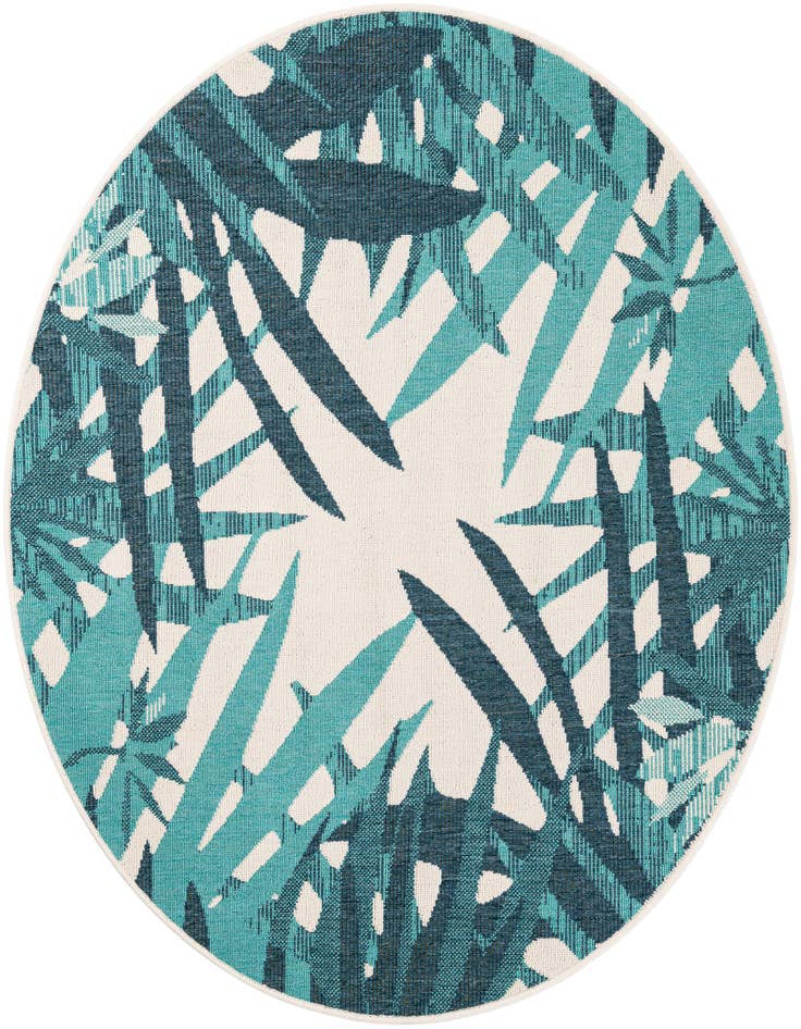 Detail image of 5' x 5' Easy-Clean Botanical Indoor / Outdoor Round Rug