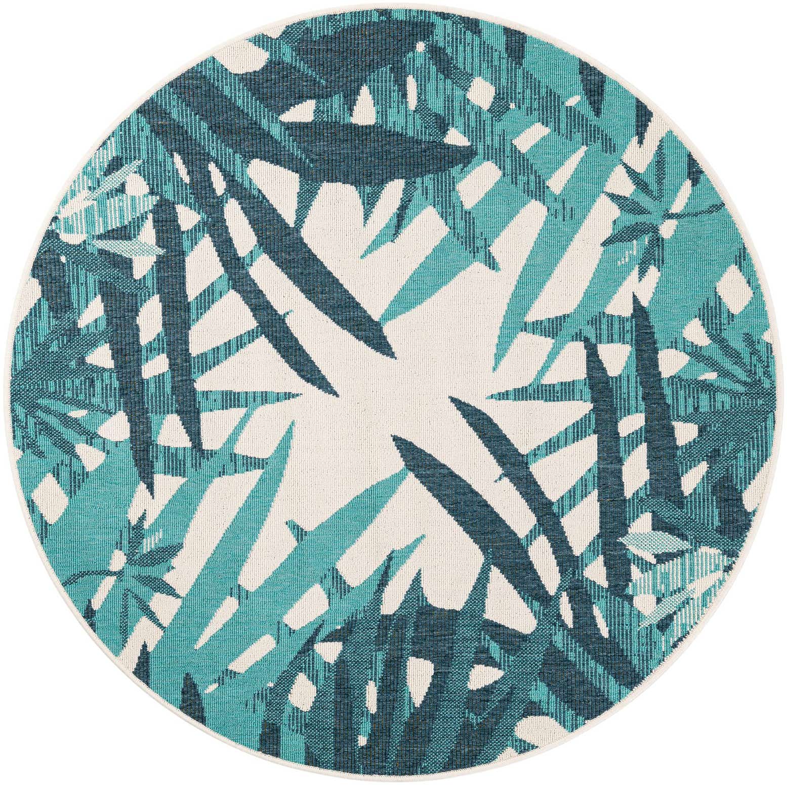 5' x 5' Easy-Clean Botanical Indoor / Outdoor Round Rug