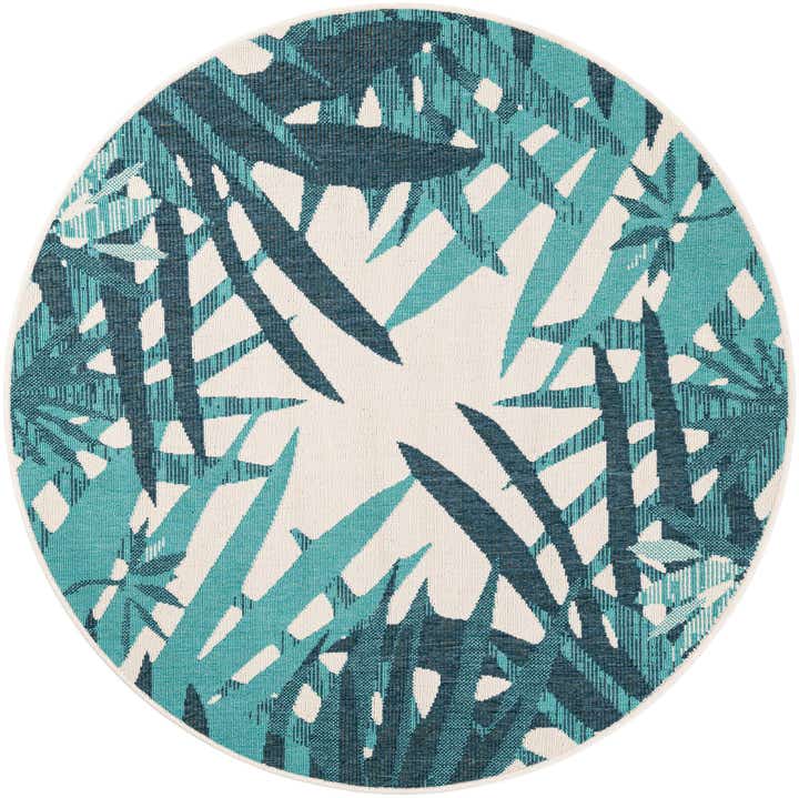 5' x 5' Easy-Clean Botanical Indoor / Outdoor Round Rug