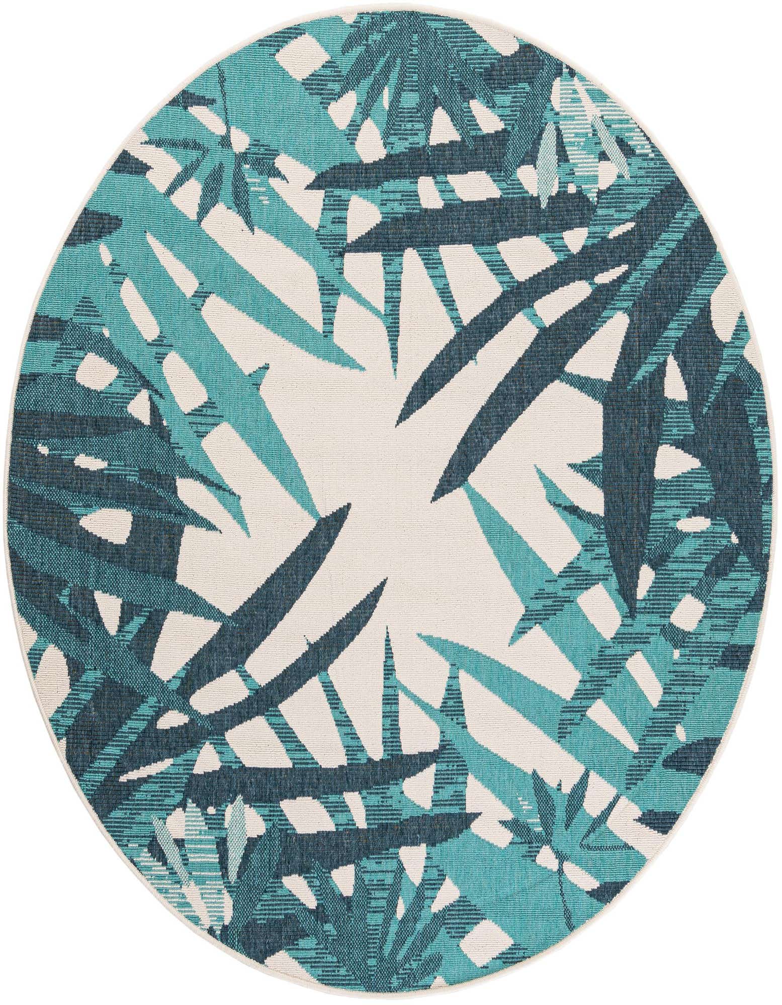 6' x 6' Easy-Clean Botanical Indoor / Outdoor Round Rug