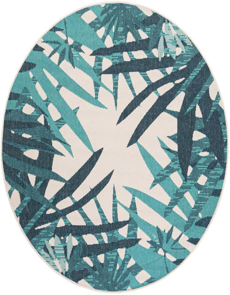 Detail image of 6' x 6' Easy-Clean Botanical Indoor / Outdoor Round Rug