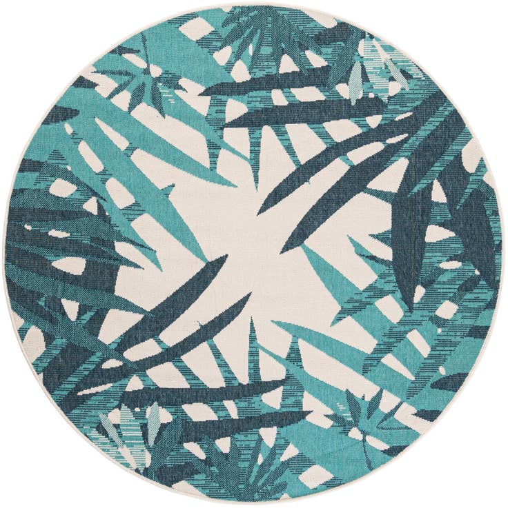 Detail image of 6' x 6' Easy-Clean Botanical Indoor / Outdoor Round Rug