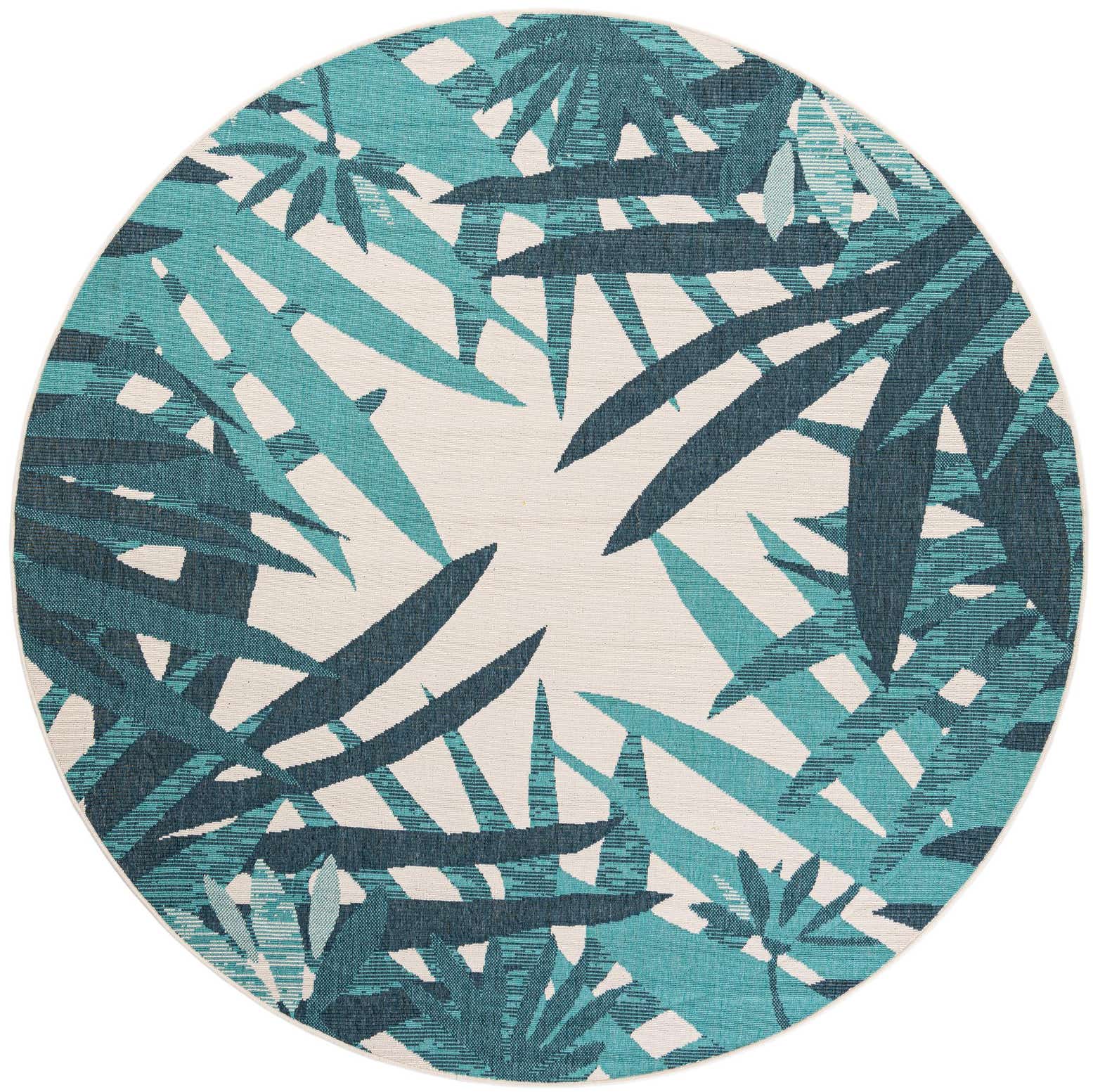 7' 10 x 7' 10 Easy-Clean Botanical Indoor / Outdoor Round Rug