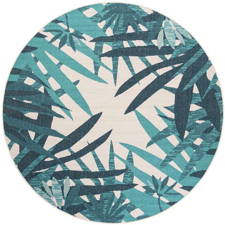 7' 10 x 7' 10 Easy-Clean Botanical Indoor / Outdoor Round Rug
