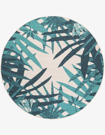 6' x 6' Easy-Clean Botanical Indoor / Outdoor Round Rug