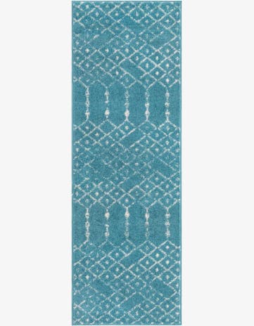 Teal blue Paxon Trellis Runner Rug