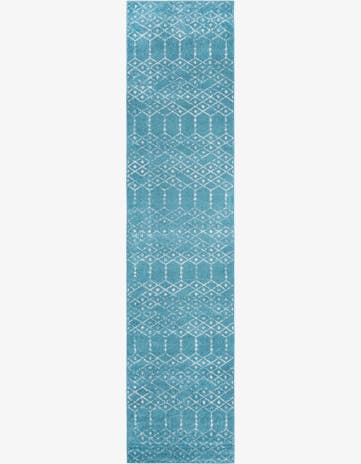 Teal blue Paxon Trellis Runner Rug