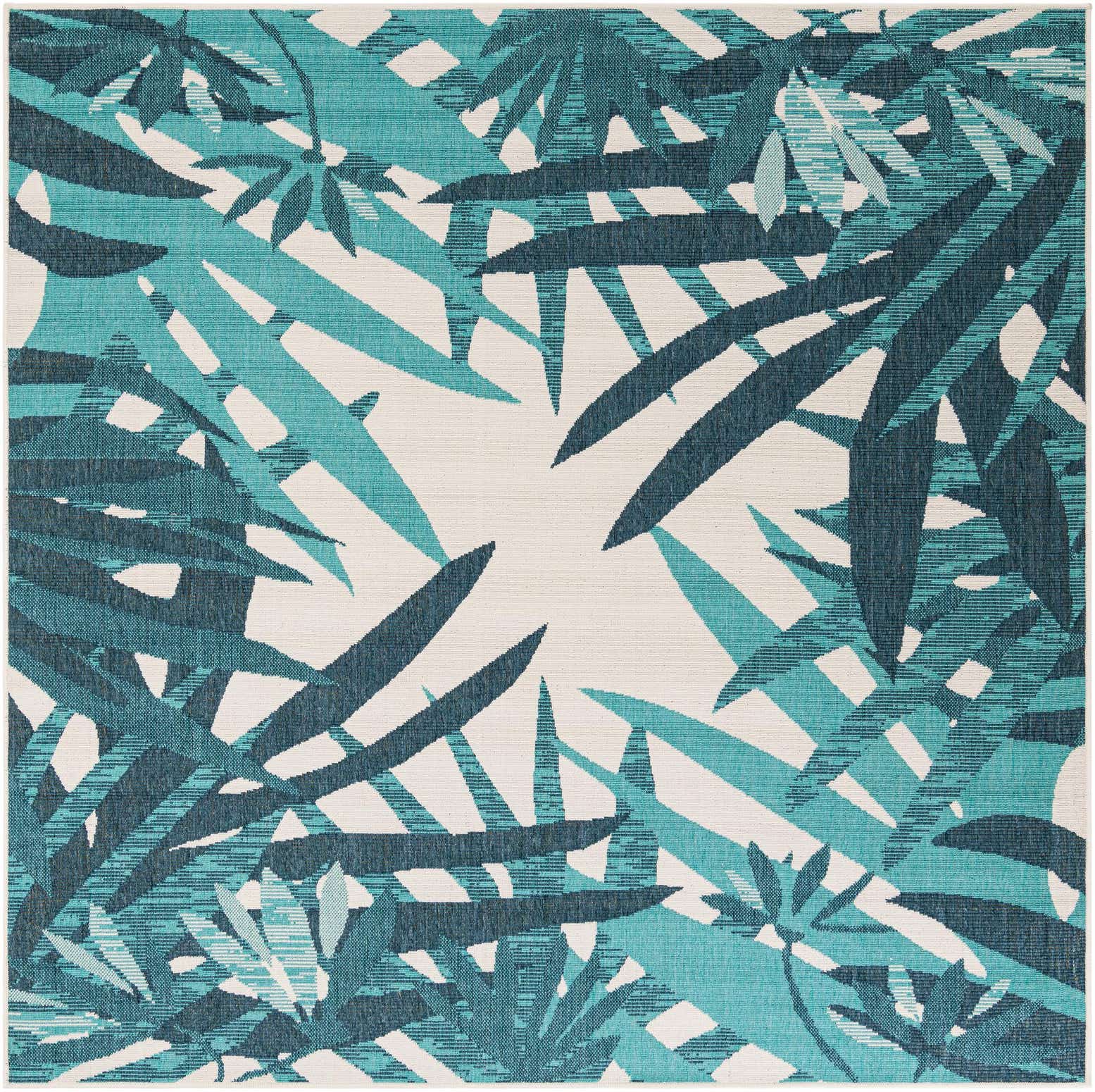 7' 10 x 7' 10 Easy-Clean Botanical Indoor / Outdoor Square Rug