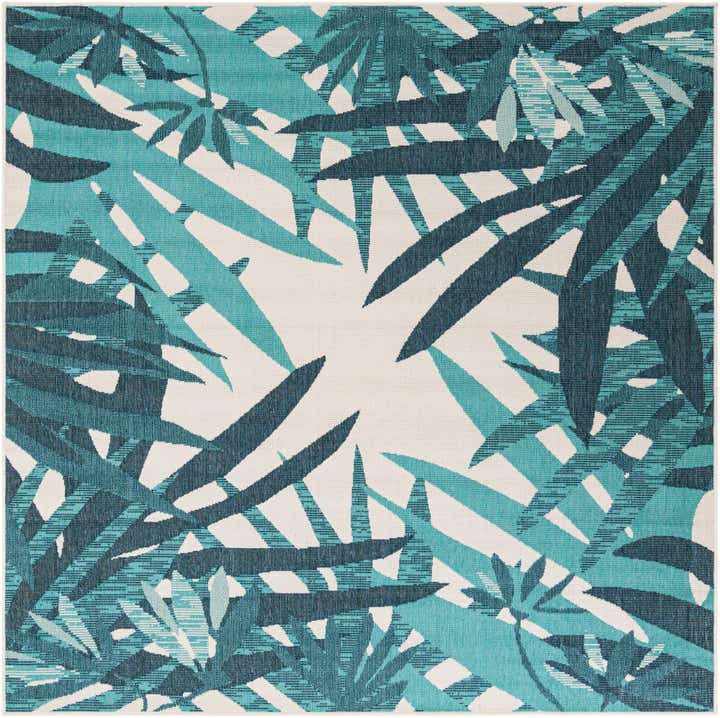 7' 10 x 7' 10 Easy-Clean Botanical Indoor / Outdoor Square Rug