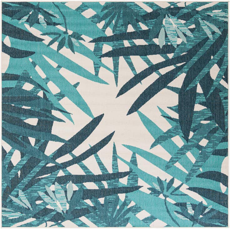 Detail image of 7' 10 x 7' 10 Easy-Clean Botanical Indoor / Outdoor Square Rug