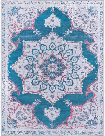 Teal Green Washable Renaissance Rug