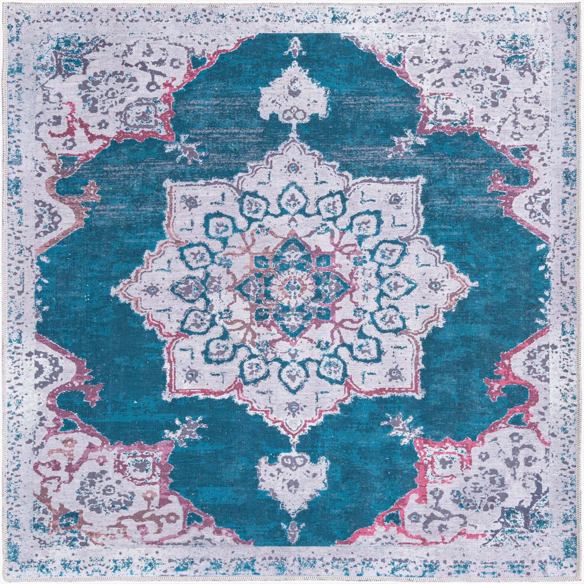 5' 3 x 5' 3  Washable Renaissance Square Rug