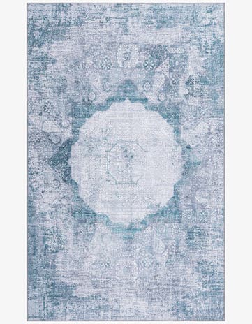Teal Ivory Washable Yara Rug