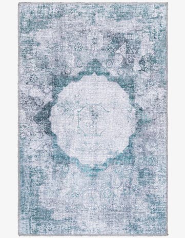 Teal Ivory Washable Yara Rug