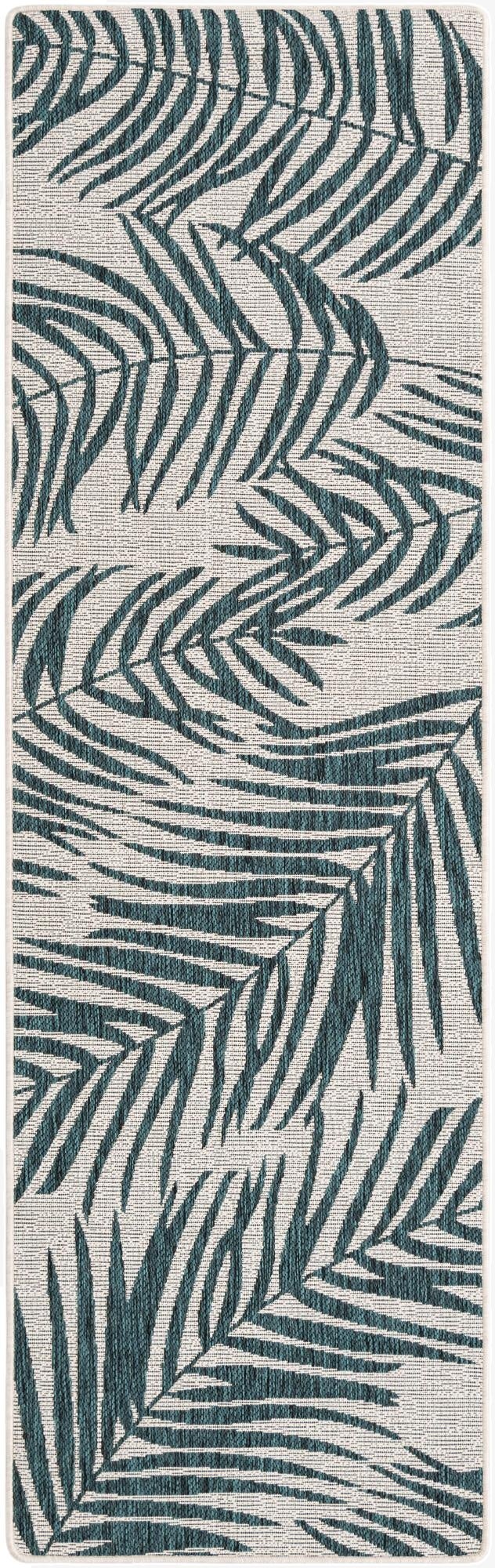 2' 6 x 8' 4  Washable Botanical Indoor / Outdoor Runner Rug