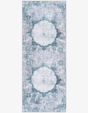 Teal Ivory Washable Yara Runner Rug