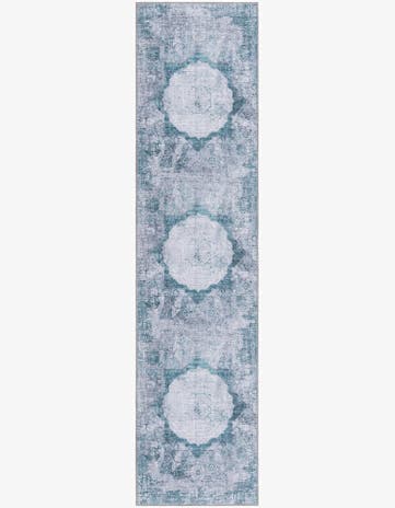 Teal Ivory Washable Yara Runner Rug