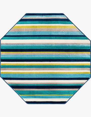 Teal Azalea Octagon Rug