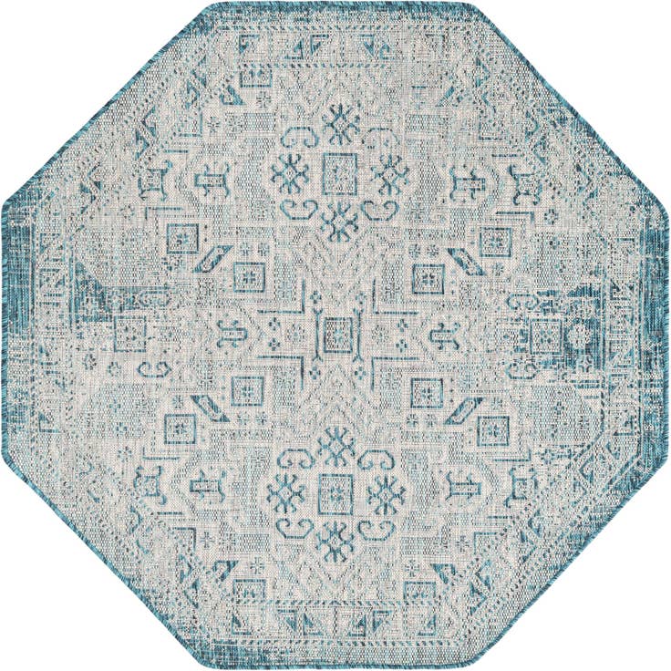 Detail image of 5' 3 x 5' 3 Easy-Clean Aztec Indoor / Outdoor Octagon Rug