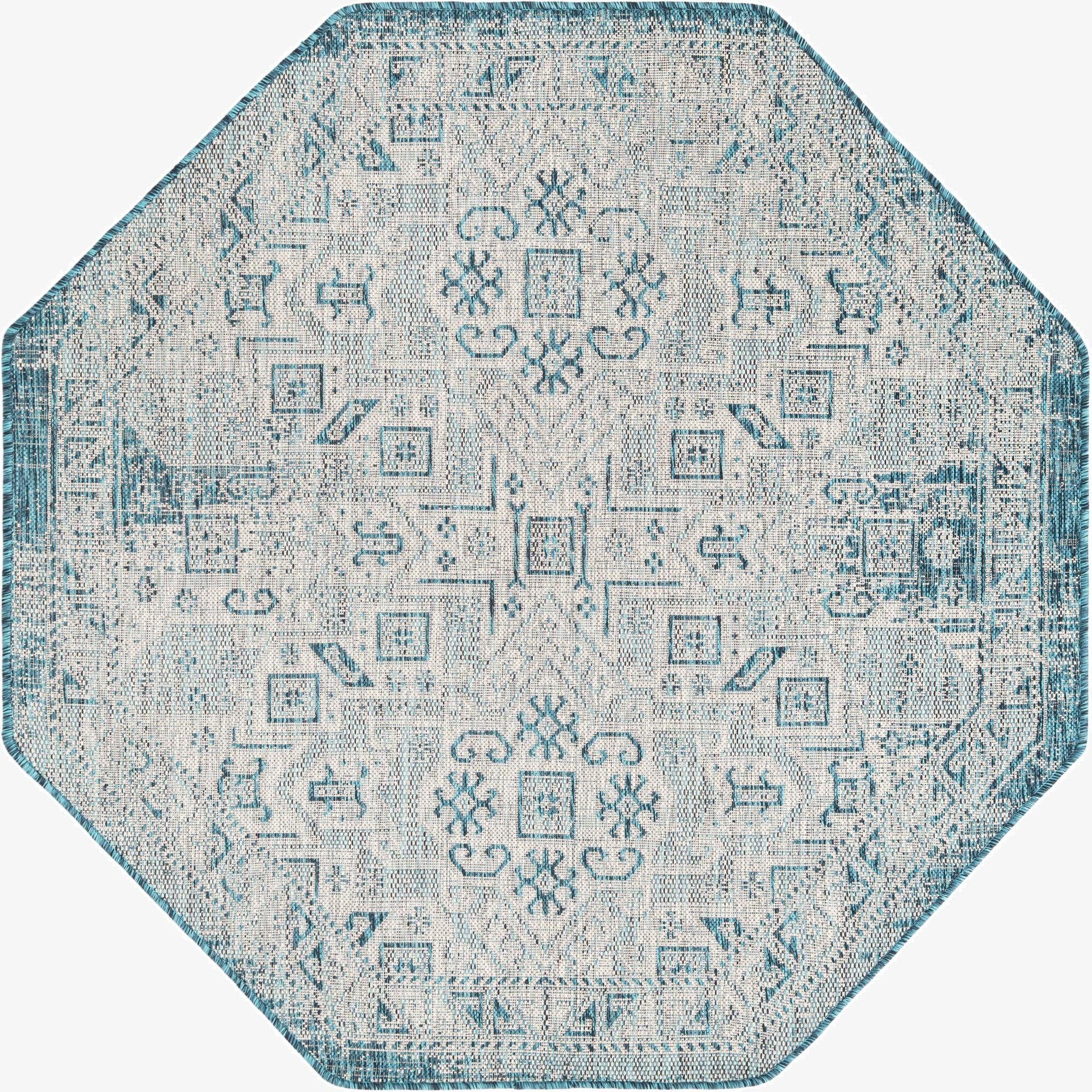 5' 3 x 5' 3  Washable Aztec Indoor / Outdoor Octagon Rug