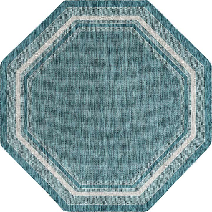 7' 10 x 7' 10 Easy-Clean Border Indoor / Outdoor Octagon Rug