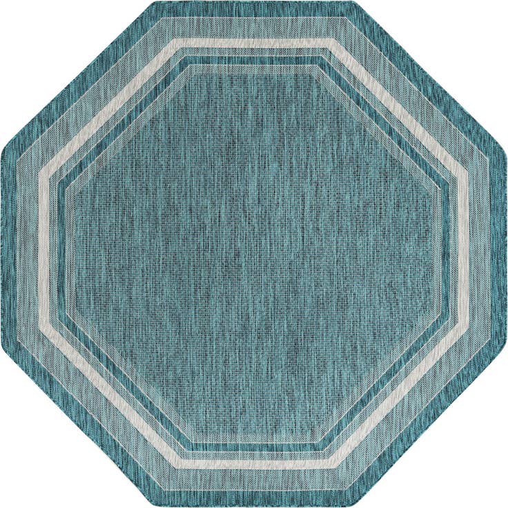 Detail image of 7' 10 x 7' 10 Easy-Clean Border Indoor / Outdoor Octagon Rug