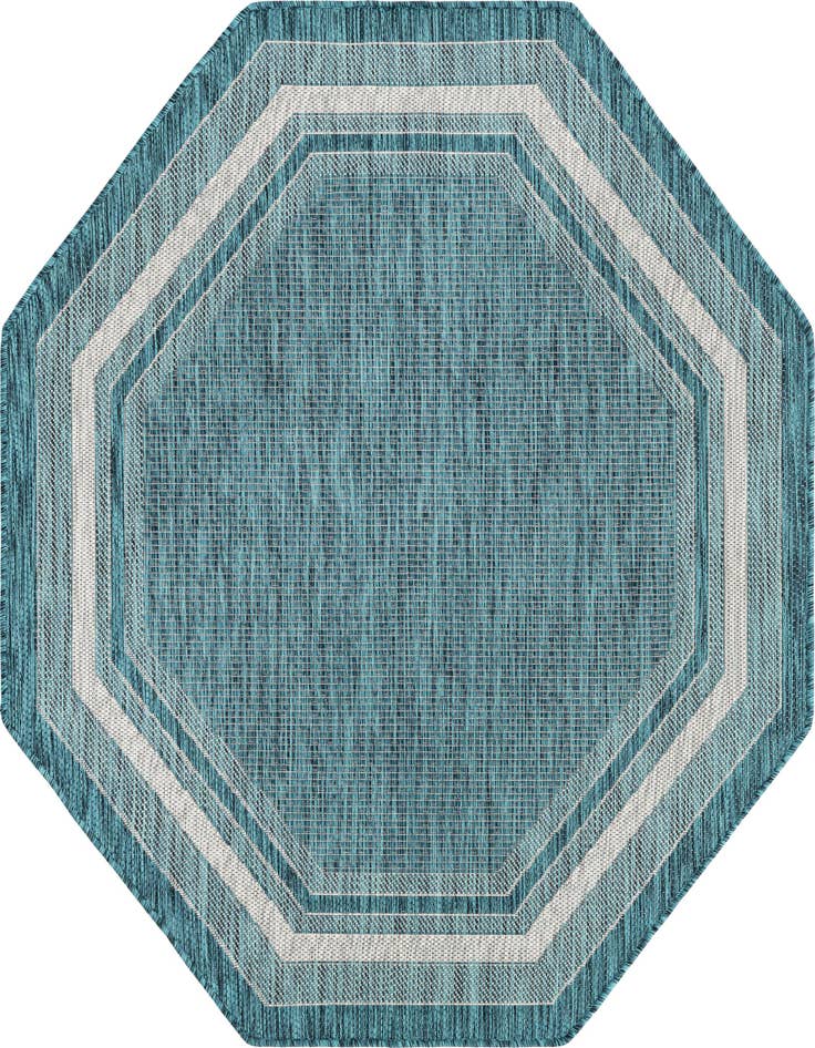 Detail image of 5' 3 x 5' 3 Easy-Clean Border Indoor / Outdoor Octagon Rug