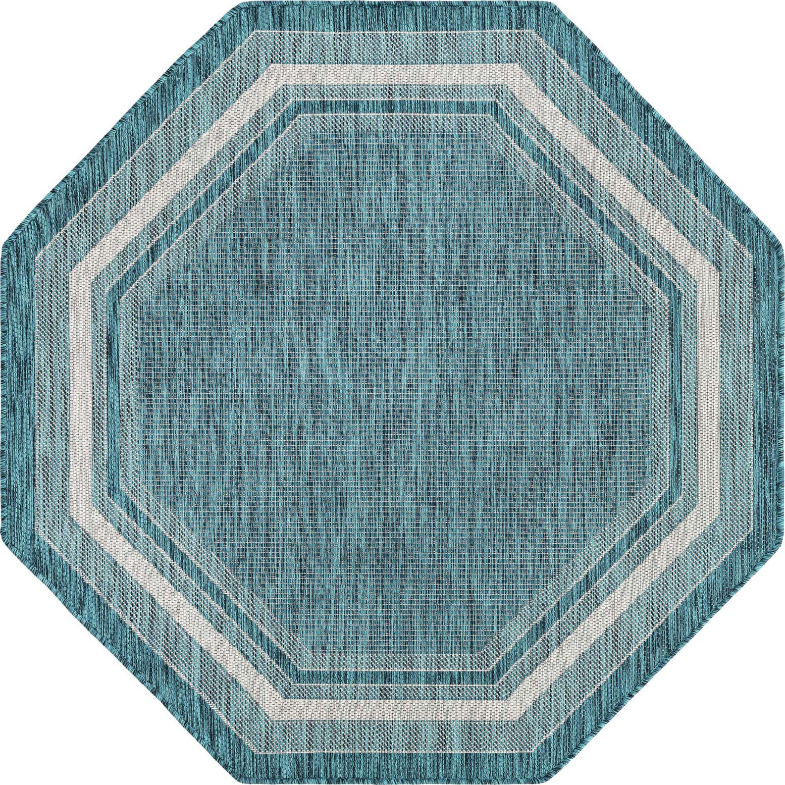 5' 3 x 5' 3 Easy-Clean Border Indoor / Outdoor Octagon Rug