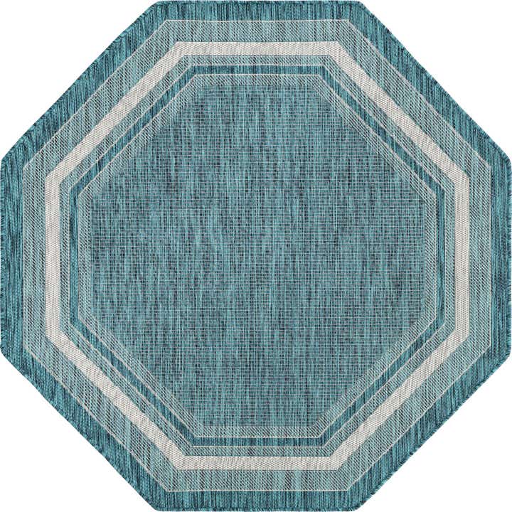 5' 3 x 5' 3 Easy-Clean Border Indoor / Outdoor Octagon Rug