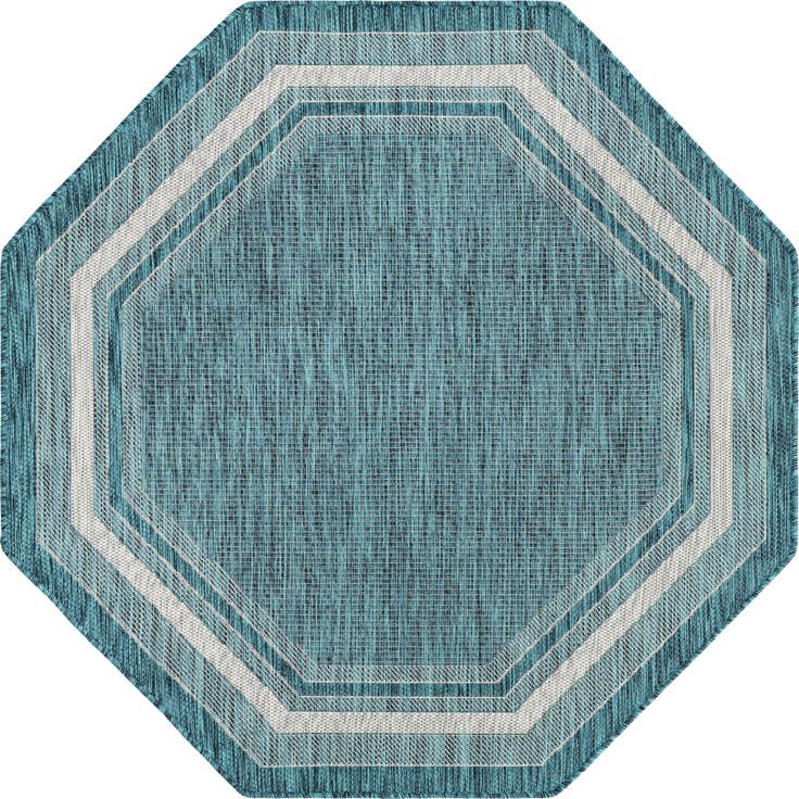 Detail image of 5' 3 x 5' 3 Easy-Clean Border Indoor / Outdoor Octagon Rug