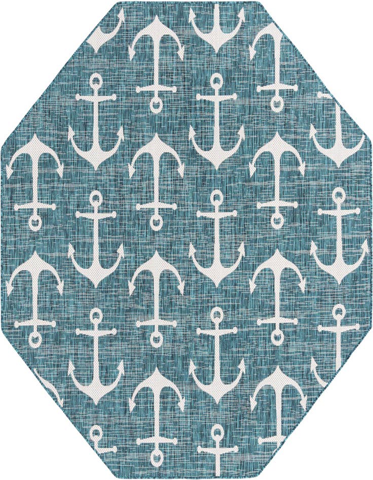 Detail image of 7' 10 x 7' 10 Easy-Clean Coastal Indoor / Outdoor Octagon Rug