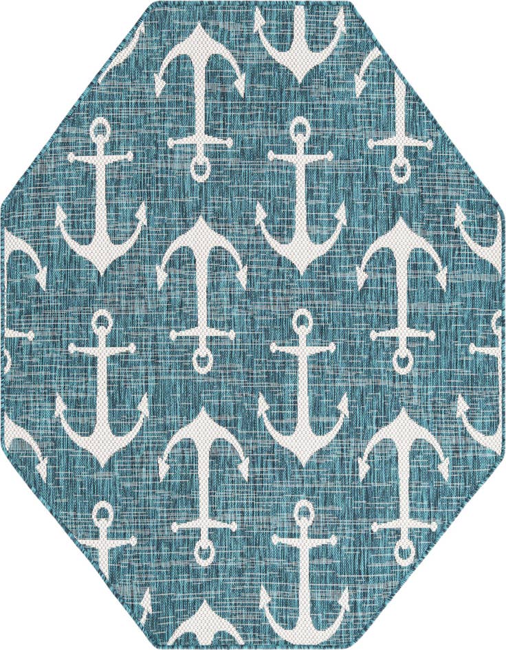 Detail image of 5' 3 x 5' 3 Easy-Clean Coastal Indoor / Outdoor Octagon Rug