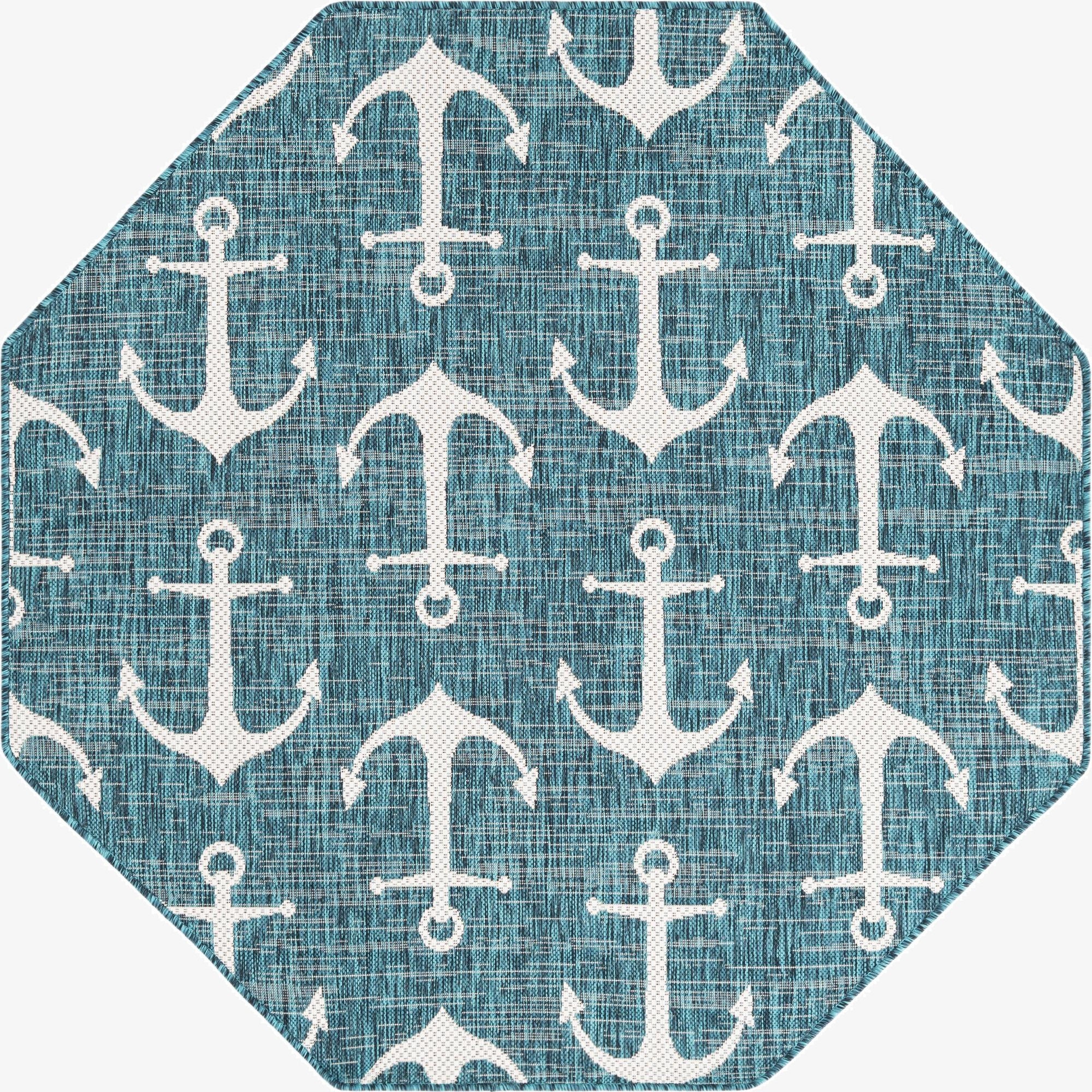 Primary image 5' 3 x 5' 3  Washable Coastal Indoor / Outdoor Octagon Rug