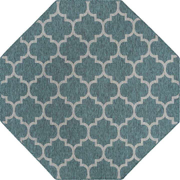 7' 10 x 7' 10 Easy-Clean Lattice Indoor / Outdoor Octagon Rug